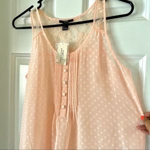 Sheer Lace Light Pink Sleeveless Blouse